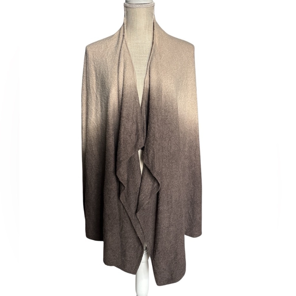 BAREFOOT DREAMS Bamboo Chic Lite Ombre Calypso Wrap Cardigan Stone Cocoa S/M NWT - Picture 2 of 6